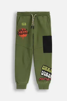 Coccodrillo pantaloni de trening din bumbac pentru copii SPORTS BOY KIDS culoare verde, cu model imagine