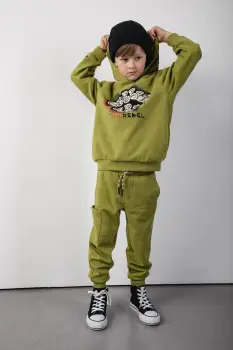 Coccodrillo pantaloni de trening din bumbac pentru copii SPORTS BOY KIDS culoare verde, uni imagine