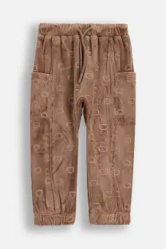 Coccodrillo pantaloni de trening din velur pentru copii culoarea maro, cu imprimeu, FOREST FRIENDS BOY NEWBORN imagine