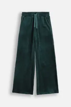 Coccodrillo pantaloni de trening din velur pentru copii culoarea verde, uni, FABOLOUS GIRL JUNIOR imagine