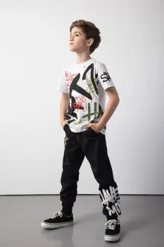 Coccodrillo pantaloni de trening pentru copii culoarea negru, uni, SPORTS BOY JUNIOR imagine