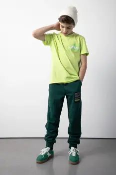 Coccodrillo pantaloni de trening pentru copii culoarea verde, cu imprimeu, X-RAY VISION BOY JUNIOR imagine