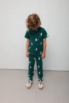 Coccodrillo pantaloni de trening pentru copii culoarea verde, uni, YETI BOY KIDS imagine