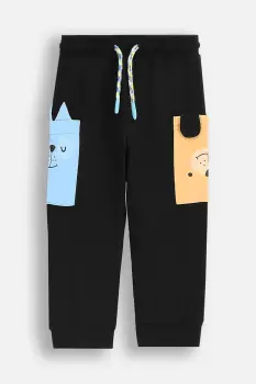 Coccodrillo pantaloni din bumbac pentru bebelusi culoarea negru, uni, BUDDIES BOY NEWBORN imagine