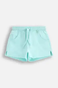 Coccodrillo pantaloni scurti copii culoarea turcoaz, uni, talie reglabila, INSIDE OCEAN GIRL KIDS imagine