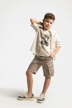 Coccodrillo pantaloni scurti culoarea bej, WILD SAFARI BOY JUNIOR imagine