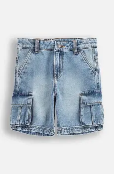 Coccodrillo pantaloni scurti culoarea bleumarin, talie reglabila, JEANS COLLECTION BOY imagine