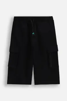 Coccodrillo pantaloni scurti din bumbac pentru copii culoarea negru, talie reglabila, TROPICAL STORY BOY JUNIOR imagine