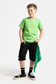 Coccodrillo pantaloni scurti din bumbac pentru copii culoarea negru, talie reglabila, TROPICAL STORY BOY JUNIOR imagine