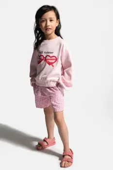 Coccodrillo pantaloni scurti din bumbac pentru copii culoarea roz, cu imprimeu, HOLIDAY SPLASH GIRL KIDS imagine