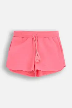 Coccodrillo pantaloni scurti din bumbac pentru copii culoarea roz, uni, TROPICAL STORY GIRL KIDS imagine