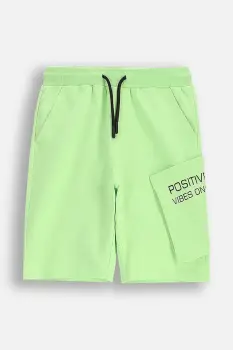 Coccodrillo pantaloni scurti din bumbac pentru copii culoarea verde, talie reglabila, EVERYDAY BOY imagine