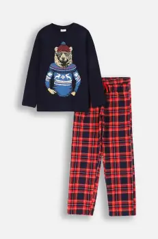 Coccodrillo pijamale de bumbac pentru copii culoarea bleumarin, cu imprimeu, PYJAMAS imagine