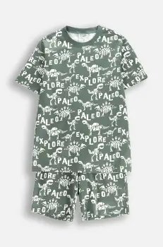 Coccodrillo pijamale de bumbac pentru copii culoarea verde, cu imprimeu, PYJAMAS imagine