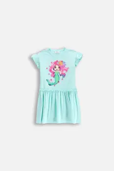 Coccodrillo rochie culoarea turcoaz, mini, drept, INSIDE OCEAN GIRL KIDS imagine
