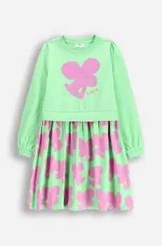 Coccodrillo rochie culoarea verde, midi, evazati, MAXITROPIC GIRL KIDS imagine