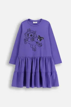 Coccodrillo rochie de bumbac pentru copii culoarea violet, mini, evazati, RAVE GIRL KIDS imagine
