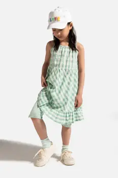 Coccodrillo rochie din bumbac culoarea verde, maxi, drept, HOLIDAY SPLASH GIRL KIDS imagine