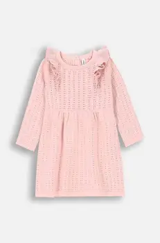 Coccodrillo rochie din bumbac pentru bebelusi culoarea roz, mini, drept, CUTE GIRL NEWBORN imagine