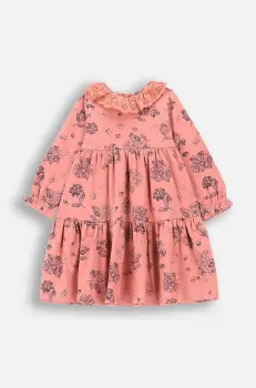 Coccodrillo rochie din bumbac pentru bebelusi culoarea roz, mini, evazati, FLOWERS GIRL NEWBORN imagine