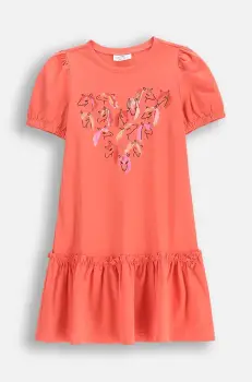 Coccodrillo rochie fete culoarea portocaliu, mini, drept, NOSTALGIC MEADOW GIRL KIDS imagine