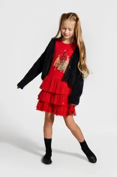 Coccodrillo rochie fete culoarea rosu, mini, evazati, MERRY XMAS imagine