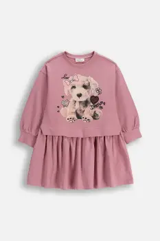 Coccodrillo rochie fete culoarea roz, mini, evazati, CRAFT PUNK GIRL KIDS imagine