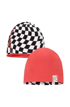 Coccodrillo sapca reversibila pentru copii culoarea rosu, din tesatura neteda imagine