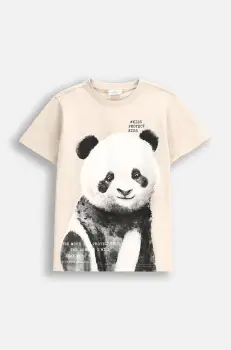 Coccodrillo tricou copii culoarea bej, cu imprimeu, EVERYDAY UNISEX imagine