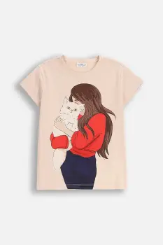 Coccodrillo tricou copii culoarea bej, EVERYDAY GIRL A imagine