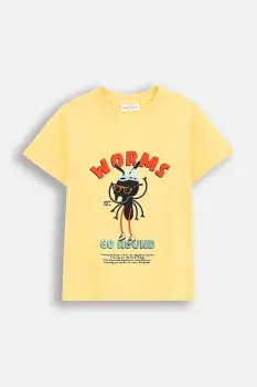 Coccodrillo tricou copii culoarea galben, cu imprimeu, SAGE TIME BOY KIDS imagine