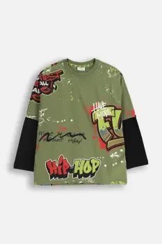 Coccodrillo tricou copii culoarea verde, cu imprimeu, SPORTS BOY JUNIOR imagine