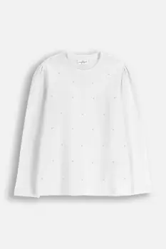 Coccodrillo tricou cu maneca lunga din bumbac pentru copii culoarea alb, ELEGANT PARTY GIRL imagine