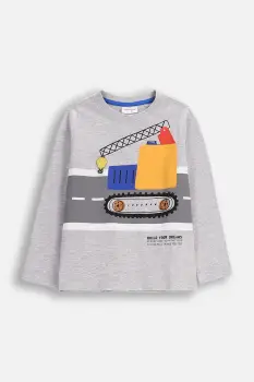 Coccodrillo tricou cu maneca lunga din bumbac pentru copii culoarea gri, cu imprimeu, CITY BUILDER BOY KIDS imagine