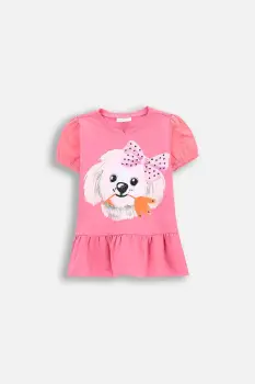 Coccodrillo tricou culoarea roz, FLOWER PARADISE GIRL KIDS imagine