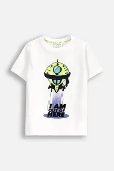 Coccodrillo tricou de bumbac pentru copii culoarea alb, cu imprimeu, COSMIC RAVE BOY KIDS imagine