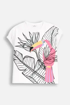 Coccodrillo tricou de bumbac pentru copii culoarea alb, TROPICAL STORY GIRL JUNIOR imagine