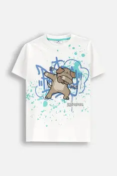 Coccodrillo tricou de bumbac pentru copii culoarea bej, cu imprimeu, EVERYDAY BOY imagine