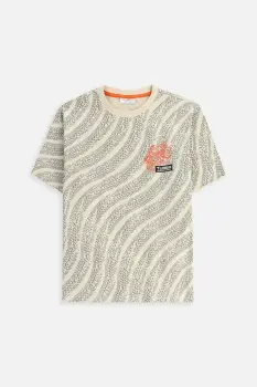 Coccodrillo tricou de bumbac pentru copii culoarea bej, cu model, EVERYDAY BOY A imagine