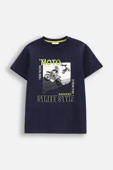 Coccodrillo tricou de bumbac pentru copii culoarea bleumarin, cu imprimeu, EVERYDAY BOY imagine