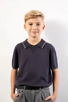 Coccodrillo tricou de bumbac pentru copii culoarea bleumarin, uni, ELEGANT JUNIOR BOY imagine