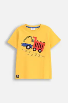 Coccodrillo tricou de bumbac pentru copii culoarea galben, cu imprimeu, CITY BUILDER BOY KIDS imagine