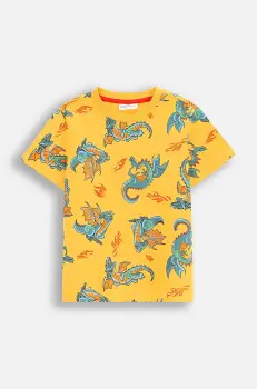 Coccodrillo tricou de bumbac pentru copii culoarea galben, cu imprimeu, DRAGONS BOY KIDS imagine