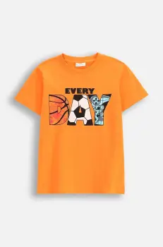 Coccodrillo tricou de bumbac pentru copii culoarea portocaliu, cu imprimeu, EVERYDAY BOY imagine