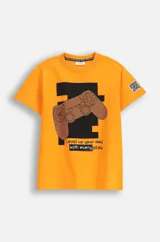 Coccodrillo tricou de bumbac pentru copii culoarea portocaliu, cu imprimeu, GAMER BOY JUNIOR imagine