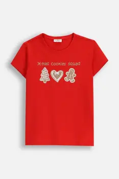 Coccodrillo tricou de bumbac pentru copii culoarea rosu, MERRY XMAS imagine