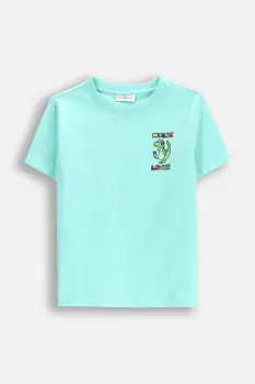 Coccodrillo tricou de bumbac pentru copii culoarea turcoaz, cu imprimeu, EVERYDAY BOY imagine