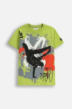 Coccodrillo tricou de bumbac pentru copii culoarea verde, cu imprimeu, SPORTS BOY JUNIOR imagine