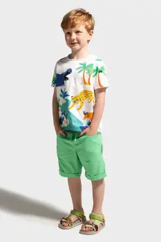 Coccodrillo tricou din bumbac culoarea alb, cu imprimeu, TROPICAL STORY BOY KIDS imagine