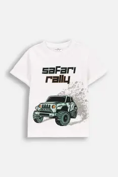 Coccodrillo tricou din bumbac culoarea alb, cu imprimeu, WILD SAFARI BOY KIDS imagine